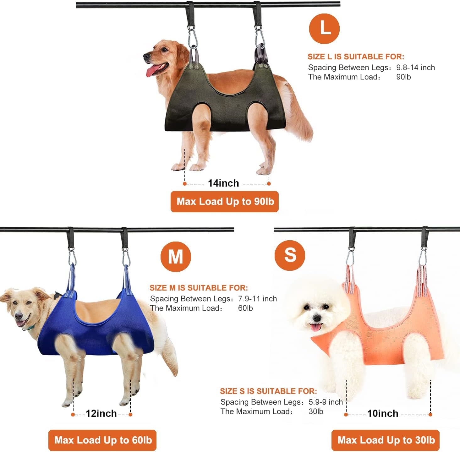 Pet Grooming Hammock, Durable Dog Hammock for Grooming, Dog Grooming Helper Cat/Dog/Pet Grooming Hammock (S(Legs Spacing: 5.1""-11.8"" / Max W: 55LB))