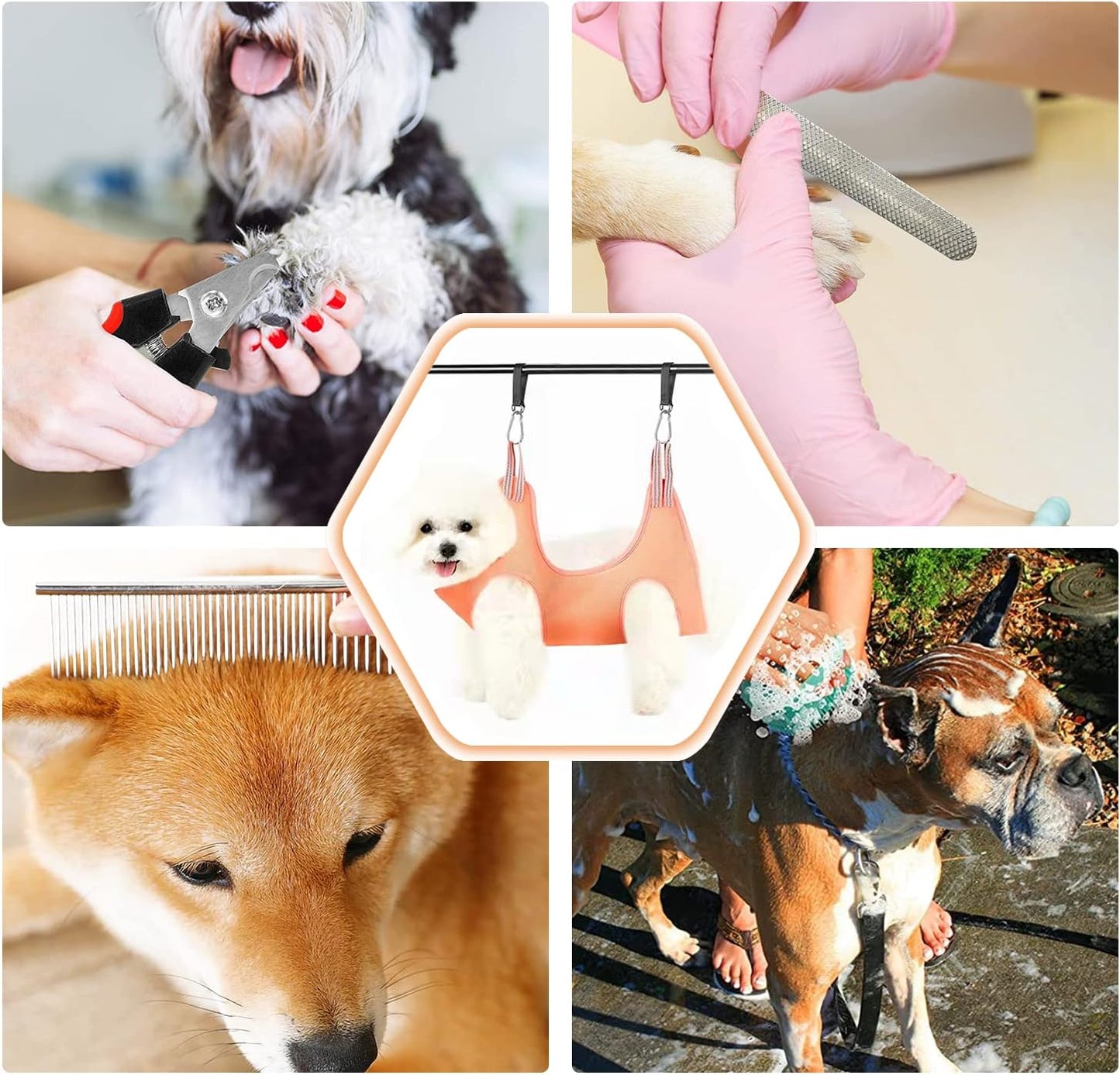 Pet Grooming Hammock, Durable Dog Hammock for Grooming, Dog Grooming Helper Cat/Dog/Pet Grooming Hammock (S(Legs Spacing: 5.1""-11.8"" / Max W: 55LB))