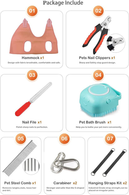 Pet Grooming Hammock, Durable Dog Hammock for Grooming, Dog Grooming Helper Cat/Dog/Pet Grooming Hammock (S(Legs Spacing: 5.1""-11.8"" / Max W: 55LB))
